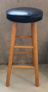 lot 145 image: Wooden Padded Kitchen Stool