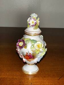 lot 8 image: Antique High Quality Porcelain Perfume Bottle with Floral Decorations