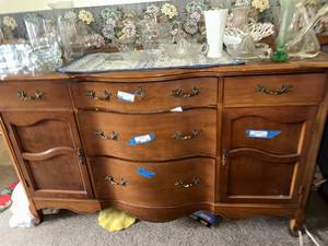 lot 29 image: Elegant Wooden Sideboard Buffet with Brass Handles