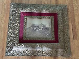 lot 39 image: Antique Framed Photograph with Ornate Metal Frame