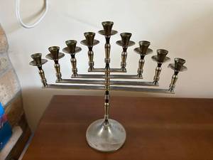 lot 62 image: Vintage Brass Menorah from Israel
