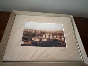 lot 77 image: Framed Sepia Photograph by D. Kluyver - Cityscape with Bridges