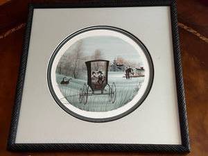 lot 81 image: P Buckley Moss Framed Tole Bridge Gallery Print Artwork