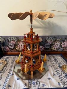 lot 91 image: Handcrafted Wooden Christmas Pyramid Carousel