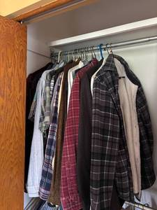lot 112 image: Assorted Collection of Mens Shirts and Jackets, Various Brands and Sizes