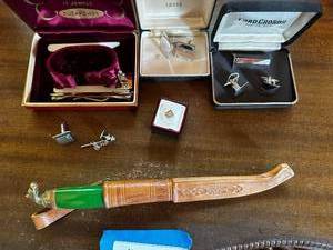lot 133 image: Assorted Sterling Silver Cufflinks and Norwegian Decorative Knife