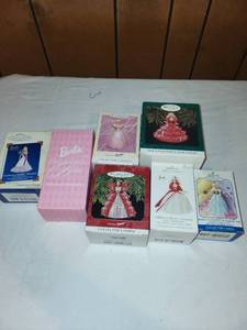 lot 227 image: Collection of 8 Hallmark Keepsake Barbie Ornaments - Various Designs