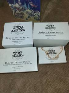 lot 274 image: Heritage Village Collection Dickens Village Set of 4 Porcelain Houses