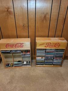 lot 300 image: Vintage Coca-Cola and Pepsi-Cola CD Storage Cabinets with 100 Assorted CDs