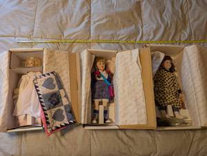 lot 351 image: Collection of 3 Doll Maurice Series with Accessories and Certificates of Authenticity
