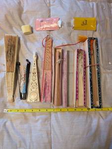 lot 354 image: Collection of 6 Elegant Handheld Folding Fans with Covers