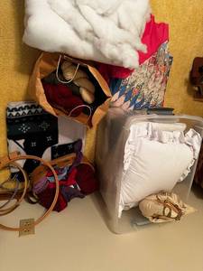 lot 370 image: Assorted Crafting Materials Including Yarn and Fabric