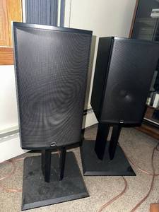 lot 423 image: Pair of Boston Acoustics CR8 Speakers with Stands