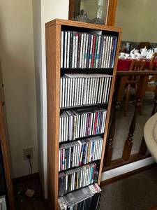 lot 429 image: Collection of Music CD Albums in Wooden Shelf
