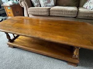 lot 436 image: Solid Wood Coffee Table with Lower Shelf
