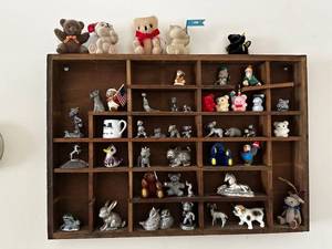 lot 440 image: Collection of 40 Miniature Figurines and Teddy Bears in Wooden Display