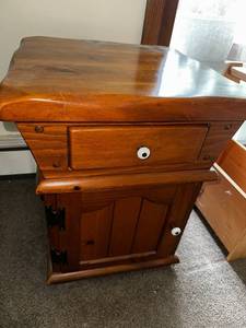 lot 444 image: Antique Wooden Side Table with Drawer and Cabinet