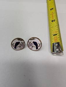 lot 481 image: Pair of Vintage Bird-Themed Cloisonn Earrings