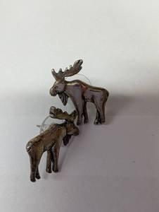 lot 483 image: Pair of Sterling Silver Moose Earrings