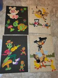 lot 531 image: Vintage Wall Art Set of 4 with Animal Themes and Embellishments