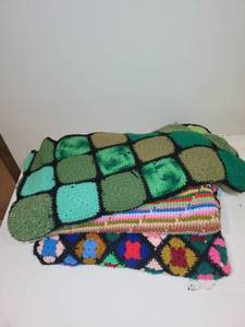 lot 543 image: Set of 3 Handmade Crochet Afghans with Various Patterns