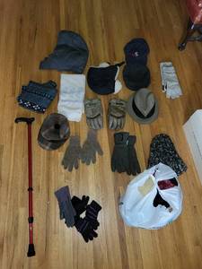 lot 556 image: Mixed Collection of Winter Accessories including Gloves, Hats, and Scarves