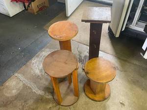 lot 612 image: Set of 4 Wooden Plant Stands with Varied Heights