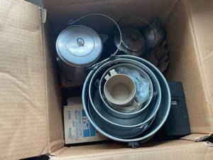 lot 630 image: Vintage Aluminum Camping Cookware Set with Kettle and Pots