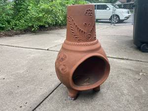 lot 659 image: Decorative Clay Chiminea Outdoor Fireplace