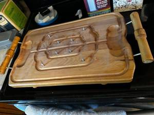 lot 732 image: Wooden Carving Board with Juice Grooves and Carving Spikes