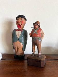 lot 733 image: Set of 2 ANRI Hand-Carved Wooden Corkscrew and Figurine