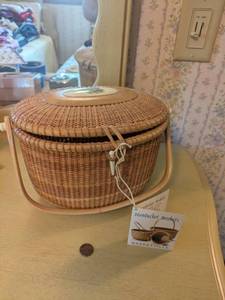 lot 156 image: Nantucket Basketville Lightship Basket with Ship Design