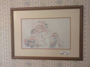 lot 307 image: Framed Print Joy and Her Doll by Jan Hagara, 1988