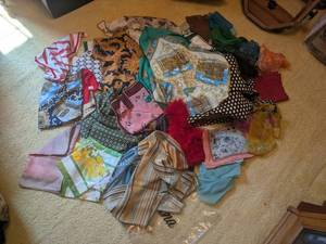 lot 309 image: Collection of Silk Designer Scarves and Fabrics