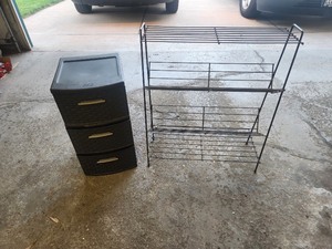 lot 737 image: Stackable Plastic Drawers and Metal Shelf Rack