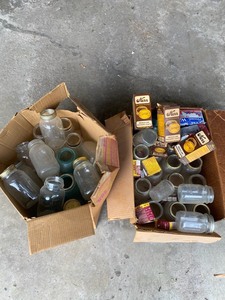 lot 636 image: Huge Collection of Canning Mason Jars and Lids for Home Preserving
