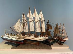 lot 38 image: Collection of 4 Wooden Model Ships
