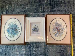lot 40 image: Set of 3 Framed Floral Artworks