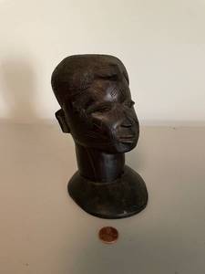 lot 48 image: African Tribal Hand-Carved Wooden Bust Sculpture