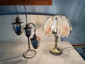lot 64 image: Decorative Lamp Set Lighthouse Table Lamp and Lantern Candle Holder
