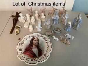 lot 80 image: Collection of Christmas Nativity Figurines and Decorative Plate