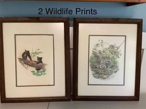 lot 83 image: Set of 2 Wildlife Prints with Wood Frames