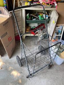lot 111 image: Metal Folding Shopping Cart with Large Wheels