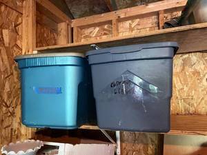lot 122 image: Assorted Tool and Christmas Light Storage Bins