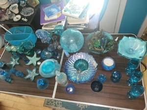 lot 201 image: Collection of Blue Glass Decor and Vases