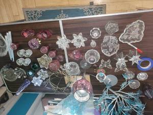 lot 202 image: Collection of Glass and Crystal Vases, Candle Holders, and Decorative Items