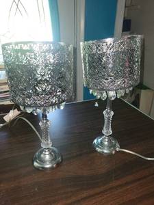 lot 204 image: Pair of Elegant Crystal and Metal Table Lamps