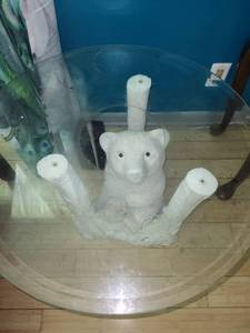 lot 215A image: Bear Themed Glass Top Coffee Table