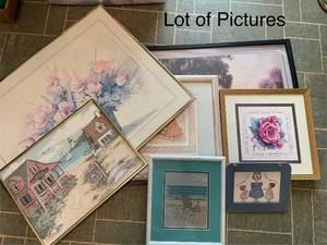 lot 244 image: Lot of Framed Artwork and Cross-Stitched Pictures