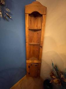 lot 247 image: Rustic Wood Corner Shelf Unit with Heart Cutout Design